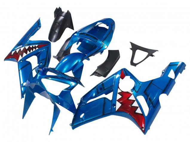 2003-2004 Blue White Red Shark Kawasaki ZX6R Motorcycle Fairings Canada
