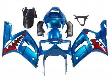 2003-2004 Blue White Red Shark Kawasaki ZX6R Motorcycle Fairings Canada