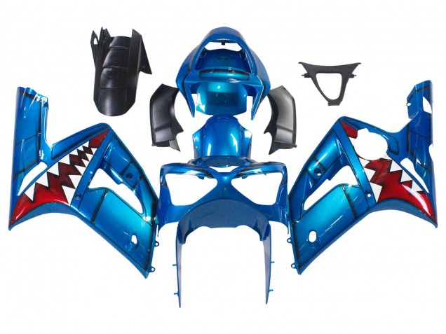 2003-2004 Blue White Red Shark Kawasaki ZX6R Motorcycle Fairings Canada
