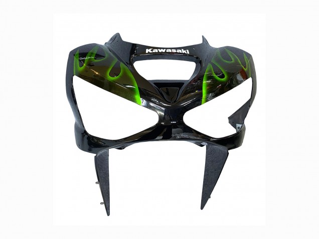 2003-2004 Glossy Black Green Flame Kawasaki ZX6R Motorcycle Fairings Canada