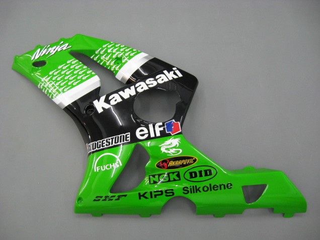 2003-2004 Green White Black Elf Bridgestone Kawasaki ZX6R Motorcycle Fairings Canada
