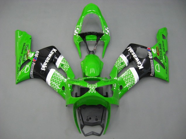 2003-2004 Green White Black Elf Bridgestone Kawasaki ZX6R Motorcycle Fairings Canada