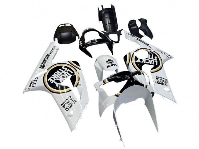 2003-2004 White Black Motul Lucky Strike Kawasaki ZX6R Motorcycle Fairings Canada