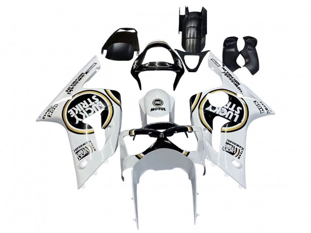 2003-2004 White Black Motul Lucky Strike Kawasaki ZX6R Motorcycle Fairings Canada