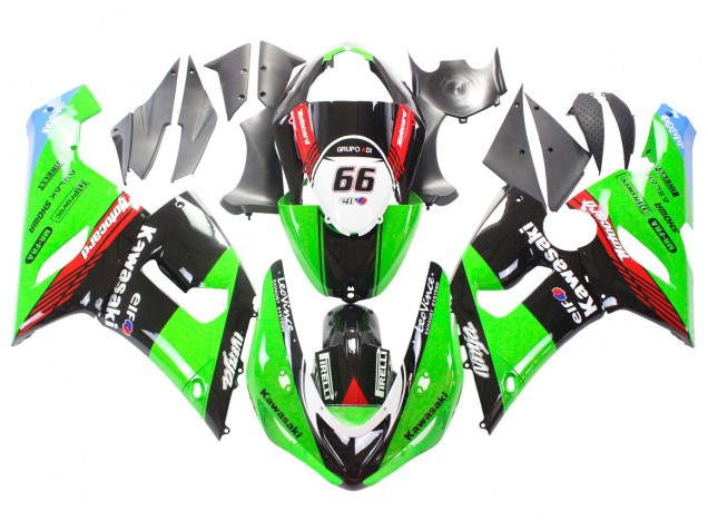 2005-2006 Green Red Black Elf 66 Kawasaki ZX6R Motorcycle Fairings Canada
