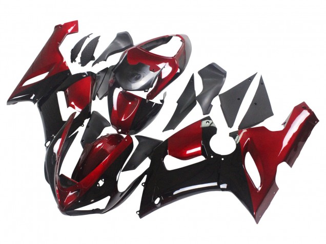 2005-2006 Red Glossy Black Kawasaki ZX6R Motorcycle Fairing Canada