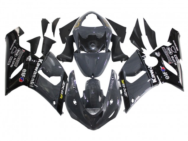 2005-2006 Dark Grey Black Kawasaki ZX6R Motorcycle Fairings Canada