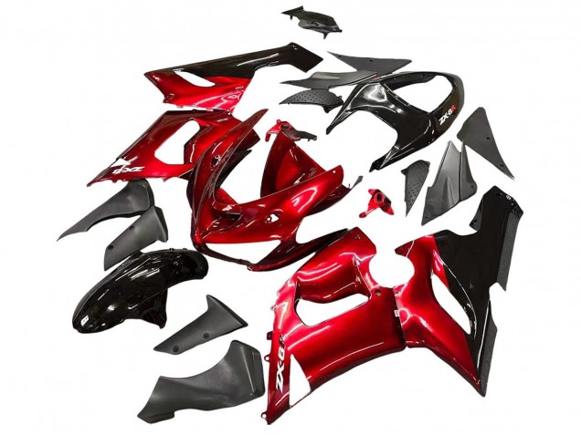 2005-2006 Red Black Kawasaki ZX6R Motorcycle Fairings Canada