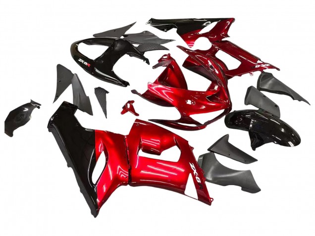2005-2006 Red Black Kawasaki ZX6R Motorcycle Fairings Canada