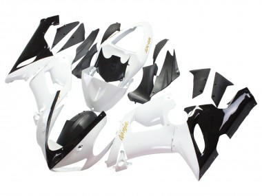 2005-2006 White Black Gold Ninja Kawasaki ZX6R Motorcycle Fairings Canada