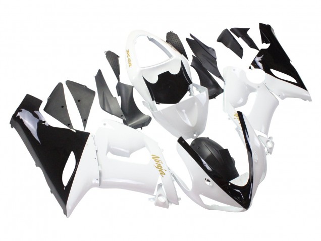 2005-2006 White Black Gold Ninja Kawasaki ZX6R Motorcycle Fairings Canada