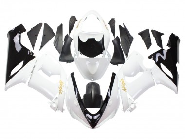 2005-2006 White Black Gold Ninja Kawasaki ZX6R Motorcycle Fairings Canada