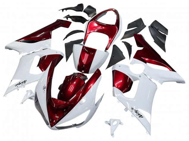 2005-2006 White Red Kawasaki ZX6R Motorcycle Fairings Canada