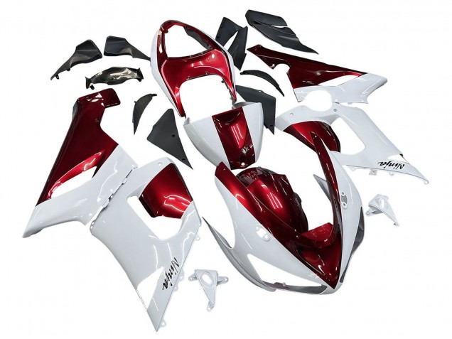 2005-2006 White Red Kawasaki ZX6R Motorcycle Fairings Canada