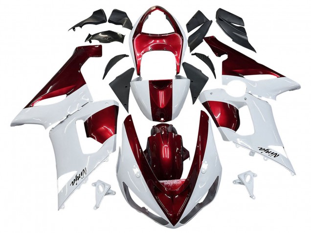 2005-2006 White Red Kawasaki ZX6R Motorcycle Fairings Canada