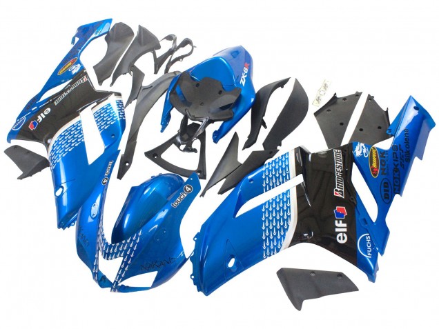 2007-2008 Black Blue Elf Kawasaki ZX6R Motorcycle Fairings Canada