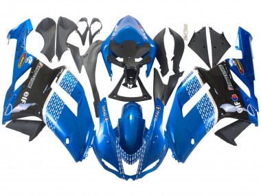 2007-2008 Black Blue Elf Kawasaki ZX6R Motorcycle Fairings Canada