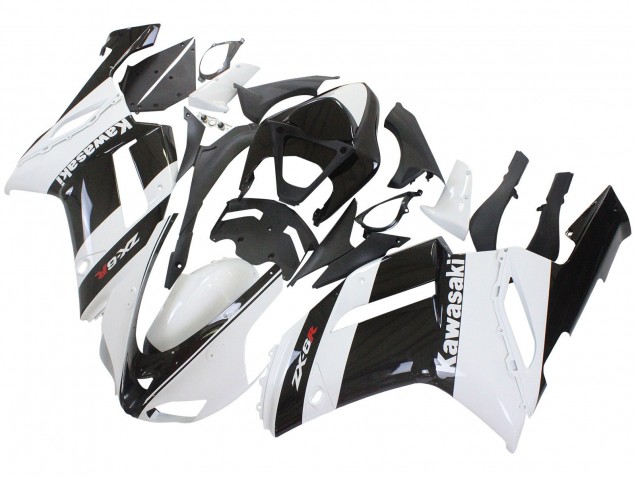 2007-2008 White Black Kawasaki ZX6R Motorcycle Fairing Canada