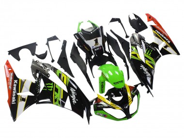 2009-2012 Green Glossy Black Yellow White Red Elf Monster Kawasaki ZX6R Motorcycle Fairings Canada