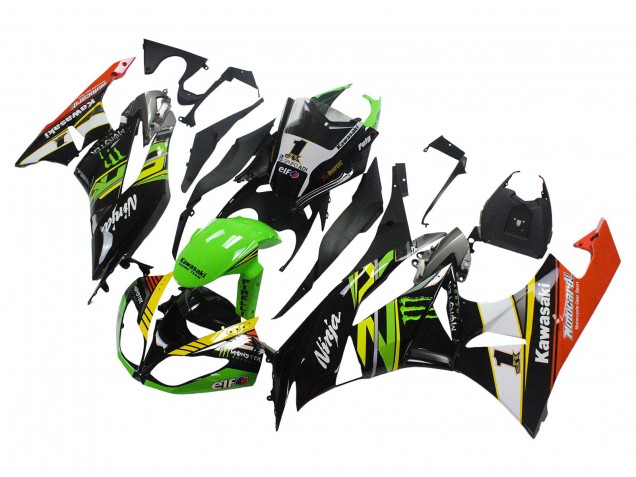 2009-2012 Green Glossy Black Yellow White Red Elf Monster Kawasaki ZX6R Motorcycle Fairings Canada