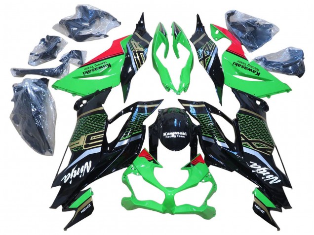2009-2012 RedRed Glossy Black Honeycomb Kawasaki ZX6R Motorcycle Fairings Canada