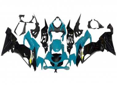 2009-2012 Light Blue Glossy Black Yellow Kawasaki ZX6R Motorcycle Fairings Canada