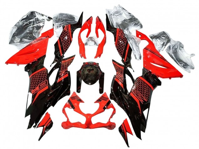 2019-2022 Red Glossy Black Honeycomb Kawasaki ZX6R Motorcycle Fairings Canada
