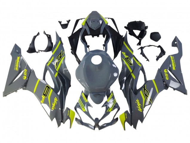 2019-2022 Nardo Grey Yellow Kawasaki ZX6R Motorcycle Fairings Canada