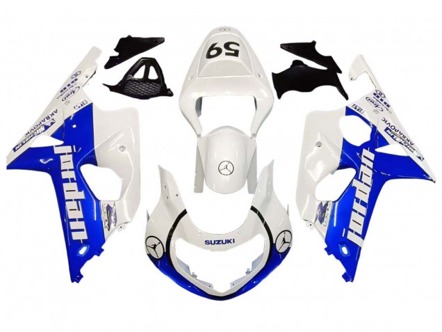 2000-2002 White Blue Jordan 59 Suzuki GSXR1000 Motorcycle Fairings Canada