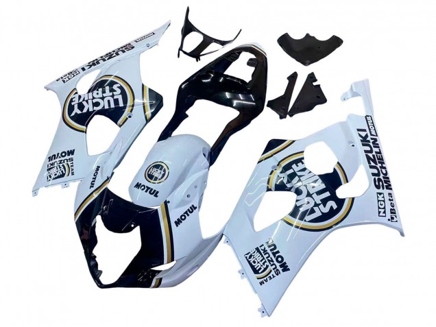 2003-2004 White Black Gold Motul Lucky Strike Suzuki GSXR 1000 Motorcycle Fairings Canada