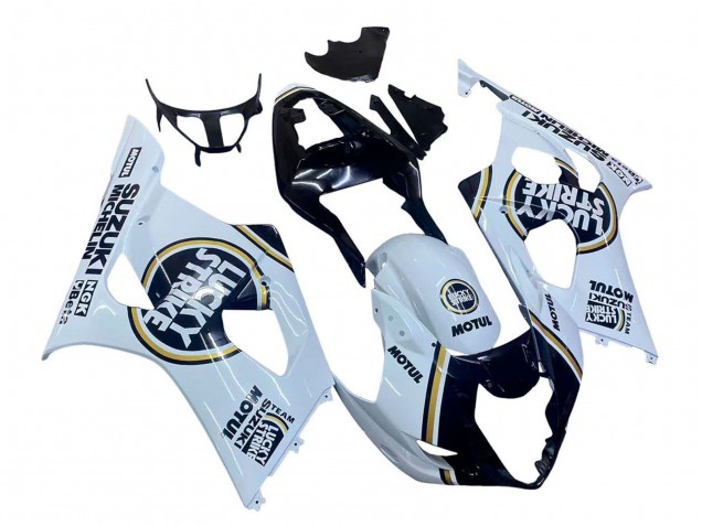 2003-2004 White Black Gold Motul Lucky Strike Suzuki GSXR 1000 Motorcycle Fairings Canada
