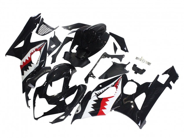 2005-2006 Glossy Black Red White Shark Suzuki GSXR 1000 Motorcycle Fairings Canada