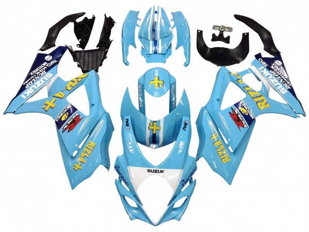 2007-2008 Light Blue Yellow Black Motul Rizla Suzuki GSXR 1000 Motorcycle Fairings Canada