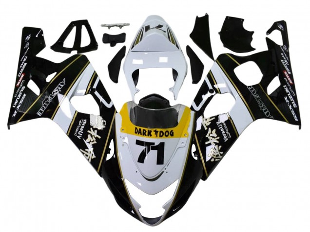 2004-2005 White Black Yellow Dark Dog 71 Suzuki GSXR 600 / GSXR 750 Motorcycle Fairings Canada
