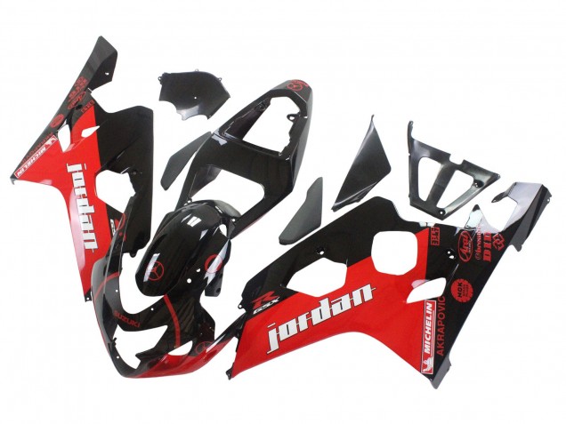 2004-2005 Glossy Black Red Jordan Michelin Suzuki GSXR 600 / GSXR 750 Motorcycle Fairings Canada