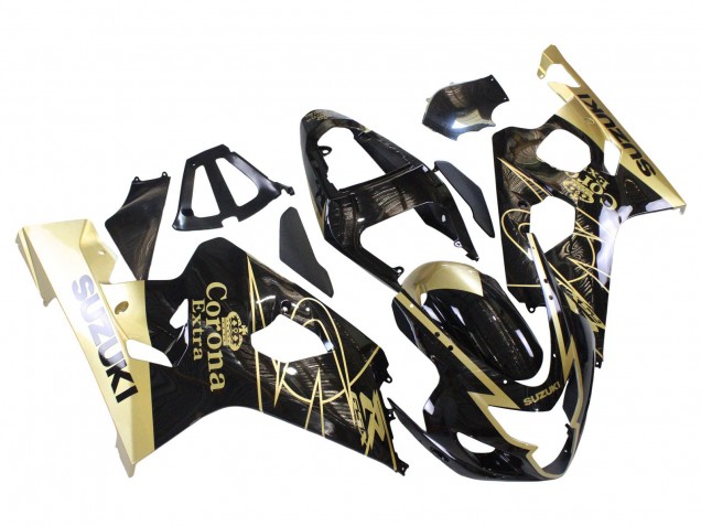 2004-2005 Glossy Black Gold Corona Suzuki GSXR 600 / GSXR 750 Motorcycle Fairings Canada