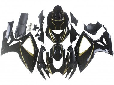 2006-2007 Glossy Black Gold Stripe Suzuki GSXR 600 / GSXR 750 Motorcycle Fairings Canada