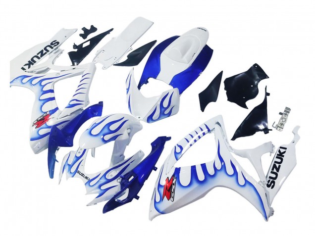 2006-2007 White Blue Flame Suzuki GSXR 600 / GSXR 750 Motorcycle Fairings Canada