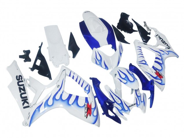 2006-2007 White Blue Flame Suzuki GSXR 600 / GSXR 750 Motorcycle Fairings Canada