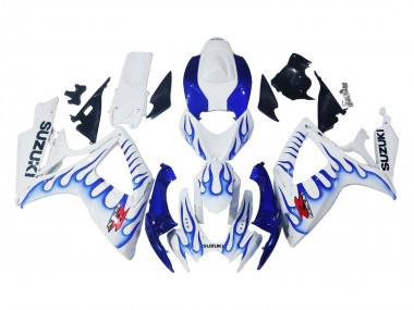 2006-2007 White Blue Flame Suzuki GSXR 600 / GSXR 750 Motorcycle Fairings Canada