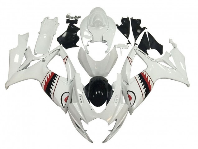 2006-2007 White Red Black Shark Suzuki GSXR 600 / GSXR 750 Motorcycle Fairings Canada
