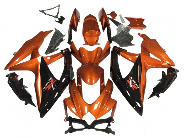 2008-2010 Orange Glossy Black Suzuki GSXR 600 / GSXR 750 Motorcycle Fairing Canada