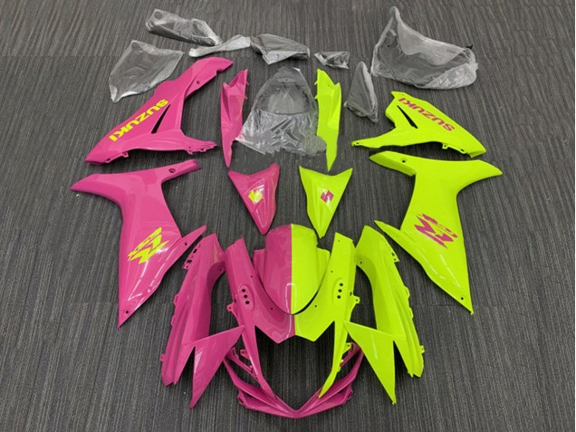 2011-2024 Pink Yellow Split Suzuki GSXR 600 / GSXR 750 Motorcycle Fairings Canada