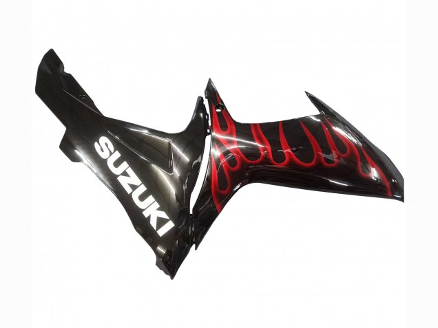 2011-2024 Glossy Black Red Flame Suzuki GSXR 600 / GSXR 750 Motorcycle Fairings Canada