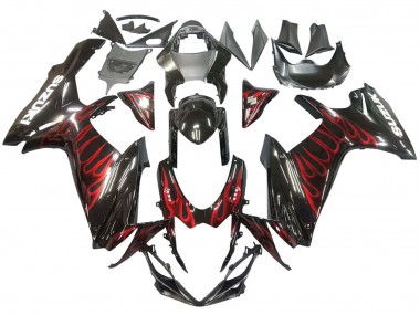 2011-2024 Glossy Black Red Flame Suzuki GSXR 600 / GSXR 750 Motorcycle Fairings Canada