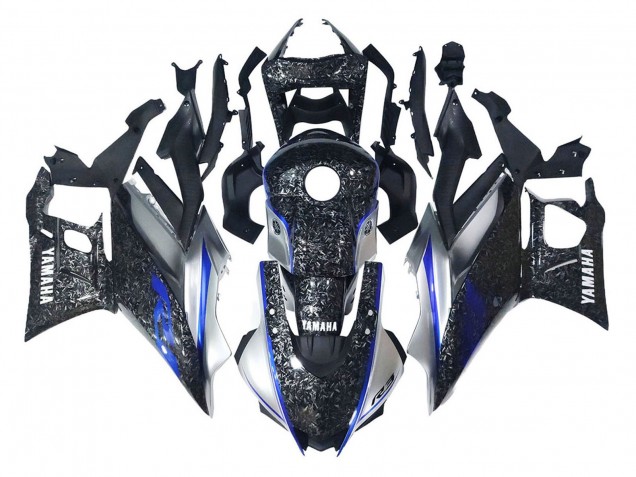 2022-2024 Marble Black Silver Blue Forged Carbon Fiber Style Yamaha YZF R3/R25 Motorcycle Fairings Canada