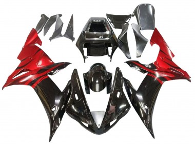 2002-2003 Glossy Black Red Flame Yamaha YZF 1000 R1 Motorcycle Fairings Canada