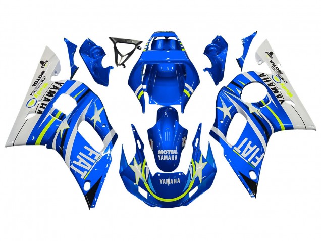1998-2002 White Blue Neon Yellow Fiat Motul Michelin Yamaha YZF 600 R6 Motorcycle Fairings Canada