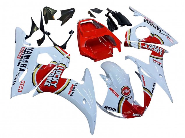 2006-2009 White Red Lucky Strike Motul Yamaha YZF R6S Motorcycle Fairings Canada