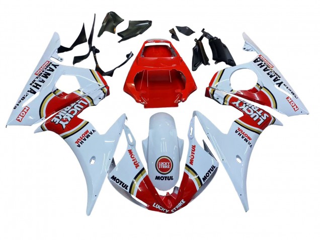 2006-2009 White Red Lucky Strike Motul Yamaha YZF R6S Motorcycle Fairings Canada